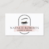 まばたき眉メイクアップアーティストモダンピンクのブラシストローク 名刺 (正面)