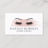 まばたき眉メイクアップアーティスト赤面ピンクのブラシストローク 名刺 (正面)