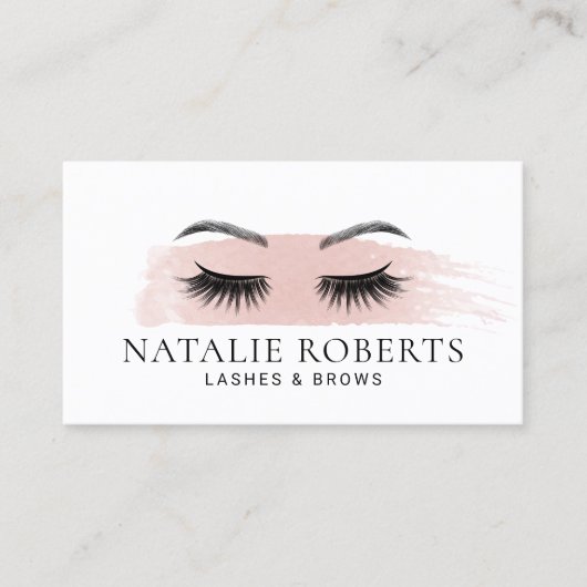 まばたき眉メイクアップアーティスト赤面ピンクのブラシストローク 名刺 (正面)