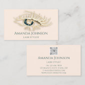 まばたき眉メイクアップロゴ金ゴールドアイボリーQrコード 名刺 (正面/裏面)