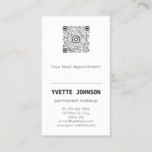 まばたき眉メイクアップロゴQRコードリップキス 名刺 (裏面)