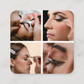 まばたき美しいサロンメイクアップアーティスト4枚QRコード スクエア名刺 (正面)