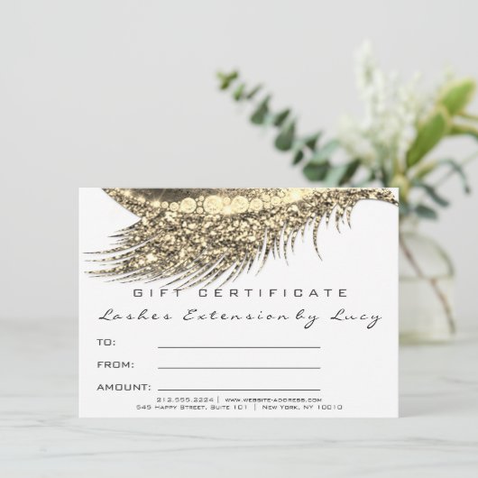 まばたき美しいメイクアップ証明書ギフト金ゴールド白 (スタンド正面)