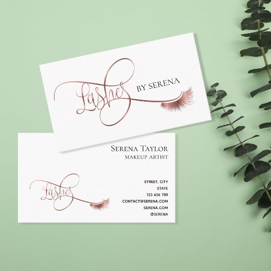 まばたき美しいメイクガールラッシュエクステンションエレガント 名刺