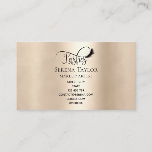 まばたき美しいメイクガールラッシュゴールドフォイル 名刺 (裏面)