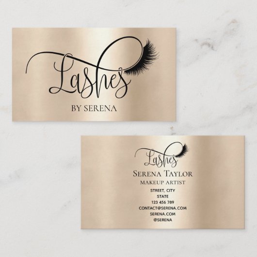 まばたき美しいメイクガールラッシュゴールドフォイル 名刺 (正面/裏面)