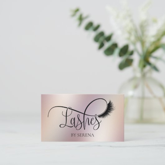 まばたき美しいメイクガールラッシュホログラフィックフォイル 名刺 (スタンド正面)