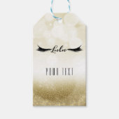 まばたき金ゴールドスパークルグラマーアイドラッシュシック美しい ギフトタグ (正面)