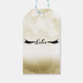 まばたき金ゴールドスパークルグラマーアイドラッシュシック美しい ギフトタグ (裏面)