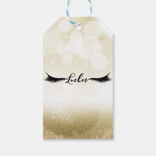 まばたき金ゴールドスパークルグラマーアイドラッシュシック美しい ギフトタグ (裏面)