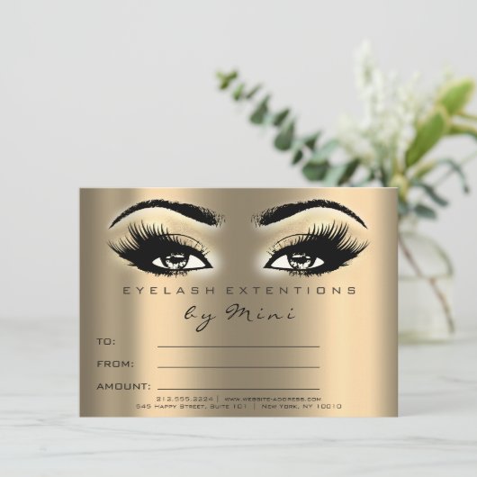 まばたき金ゴールドセピア化粧アーティスト証明書ギフト 招待状 (スタンド正面)