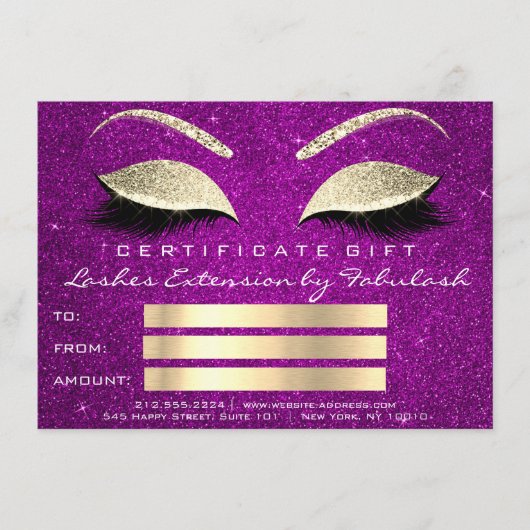 まばたき金ゴールドピンクメイクアップアーティスト証明書ギフト (正面)