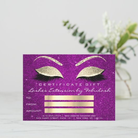 まばたき金ゴールドピンクメイクアップアーティスト証明書ギフト (スタンド正面)