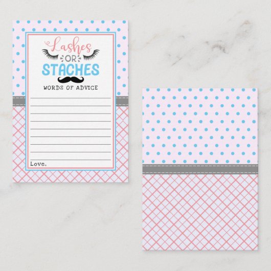 「まばたき」とモダンいう男女のパーティー アドバイスカード (正面/裏面)