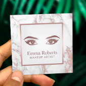 まばたき&まばたきバラ金ゴールド大理石メイクアップアーティスト スクエア名刺