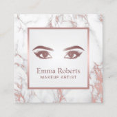 まばたき&まばたきバラ金ゴールド大理石メイクアップアーティスト スクエア名刺 (正面)