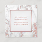 まばたき&まばたきバラ金ゴールド大理石メイクアップアーティスト スクエア名刺 (裏面)