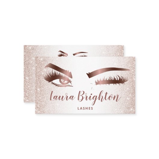 まばたき&まばたきメイクアップバラ金ゴールドグリッターウィンクアイズ 名刺 (正面/裏面インサイチュ)