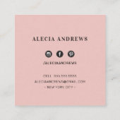 まばたき&まばゆきヴィンテージエレガント赤面ピンク スクエア名刺 (裏面)