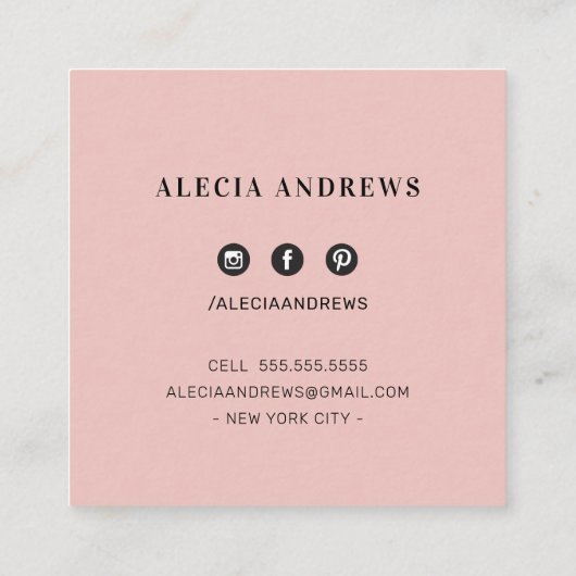 まばたき&まばゆきヴィンテージエレガント赤面ピンク スクエア名刺 (裏面)