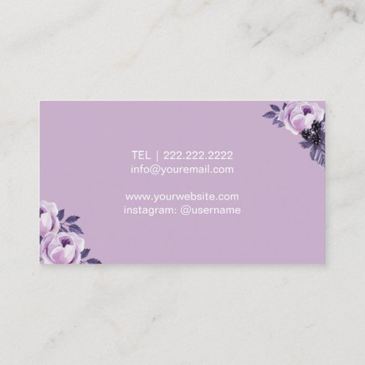 まばたき&まばらエレガントパープルメイクアップアーティスト 名刺 (裏面)