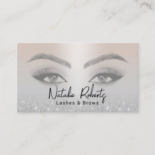 まばたき&ブロウズマイクロブラッディングエレガントシルバーグリッター 名刺 (正面)