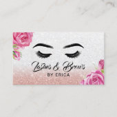 まばたき&ブロウズメイクアップアーティストシルバーグリッターフローラ 名刺 (正面)