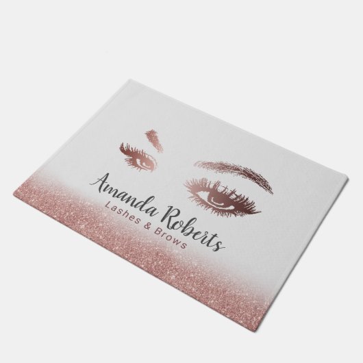 まばたき&ブロウズメイクアップアーティストバラ金ゴールドグリッター ドアマット (アングル)