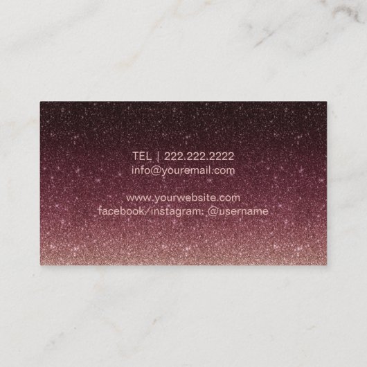 まばたき&ブロウズメイクアップアーティストバラ金ゴールド グラデーション 名刺 (裏面)