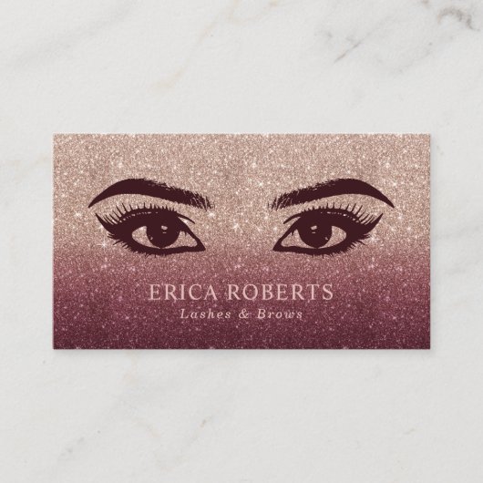 まばたき&ブロウズメイクアップアーティストバラ金ゴールド グラデーション 名刺 (正面)