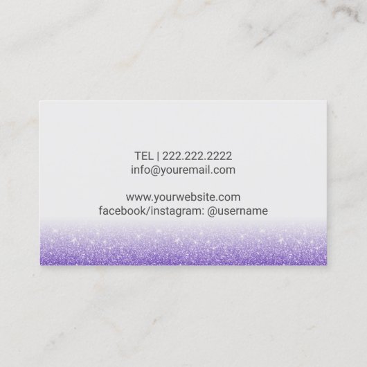 まばたき&ブロウズメイクアップアーティストパープルグリッター 名刺 (裏面)