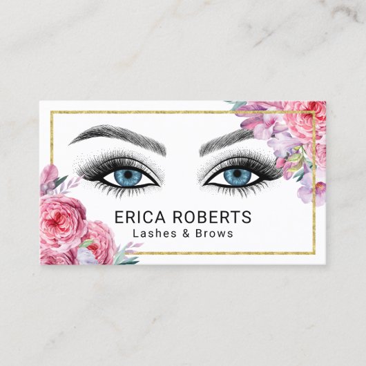 まばたき&ブロウズメイクアップアーティストピンクフローラサロン 名刺 (正面)