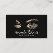 まばたき&ブロウズメイクアップアーティストブラック&金ゴールド 名刺 (正面)