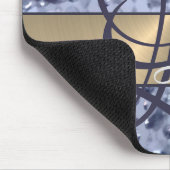 まばゆいキラキラ青いビーズモノグラム マウスパッド (コーナー)