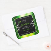 まばゆいグリーン黒製品ラベルジュエリーロゴ スクエアシール (封筒)