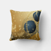 まばゆいゴールデン&ブルークリスマス クッション (裏面)