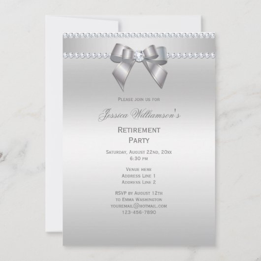 まばゆいシルバーの退職パーティー 招待状 (裏面)