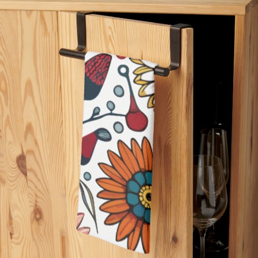 まばゆいデイジー喜び:フローラファッション お気に入りの キッチンタオル (三つ折り)