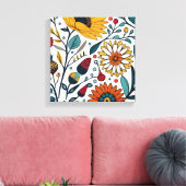 まばゆいデイジー喜び：フローラファッション お気に入りの キャンバスプリント (インサイチュ (リビング))