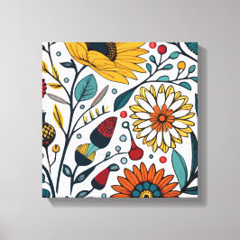 まばゆいデイジー喜び：フローラファッション お気に入りの キャンバスプリント