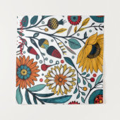 まばゆいデイジー喜び:フローラファッション お気に入りの タペストリー (正面(横))