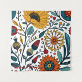 まばゆいデイジー喜び:フローラファッション お気に入りの タペストリー (正面)