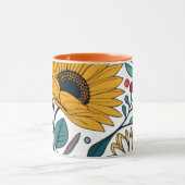 まばゆいデイジー喜び：フローラファッション お気に入りの マグカップ (中央)