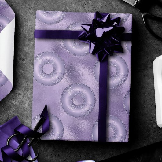 まばゆいドーナツ |ラベンダーパープルスパークリー模様 ラッピングペーパー
