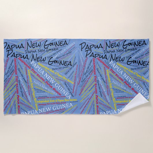 まばゆいパプアニューギニア国旗の色と愛国心 ビーチタオル (正面)