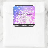 まばゆいピンクのブルーグリッター製品ラベルダイヤモンド スクエアシール (バッグ)