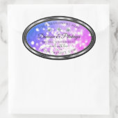 まばゆいピンクのブルーグリッター製品ラベルダイヤモンド 楕円形シール (バッグ)