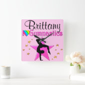 まばゆいピンクパーソナライズされたの体操時計 スクエア壁時計 (ホーム)