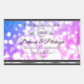 まばゆいピンクブルーグリッター製品ラベル追加ロゴ 長方形シール (正面)