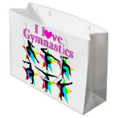 まばゆいピンクIは体操デザイン ラージペーパーバッグ (裏面アングル)